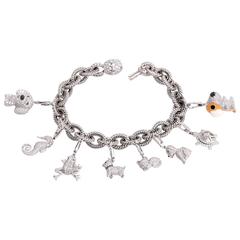 Collectible 7.50 Carats Diamonds Animal Charms Gold Bracelet 3