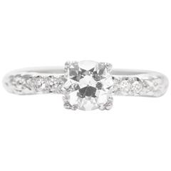 Antique Art Deco Orange Blossom 0.70 Carat Diamond Platinum Engagement Ring