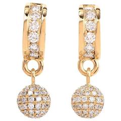 1.93 Carat Diamond Yellow Gold Dangle Drop Earrings 11