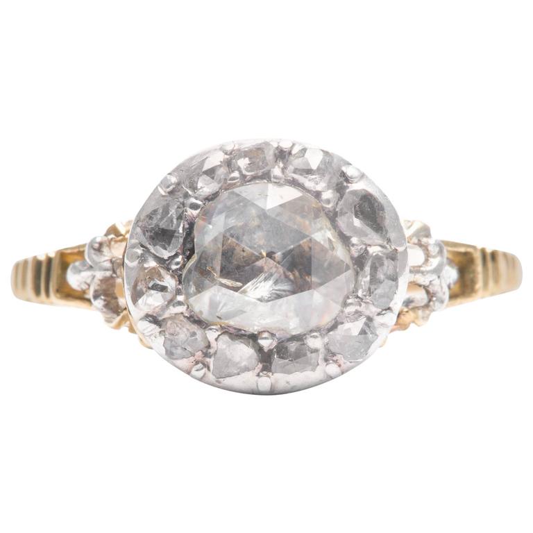18th Century Georgian Rose Cut Diamond Yellow Gold Engagement Ring For ...