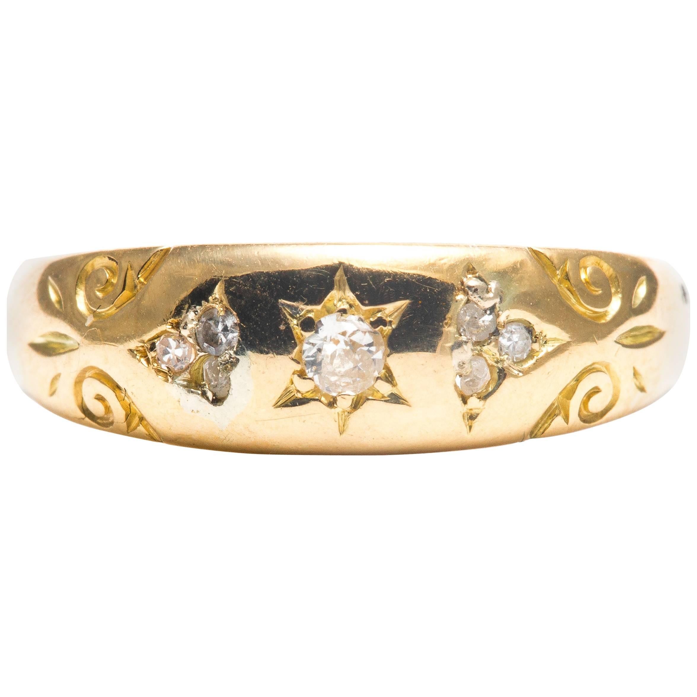 English Victorian Diamond Yellow Gold Ring For Sale