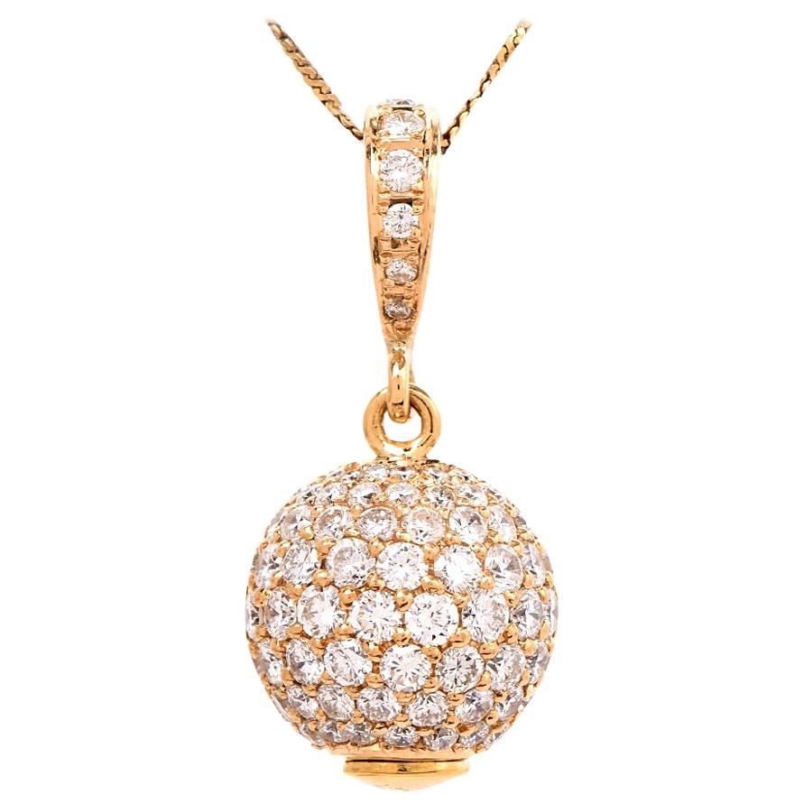 1980s Globe Diamond Yellow Gold Pendant Enhancer