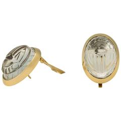 Rock Crystal Scarab and Gold Earrings 11