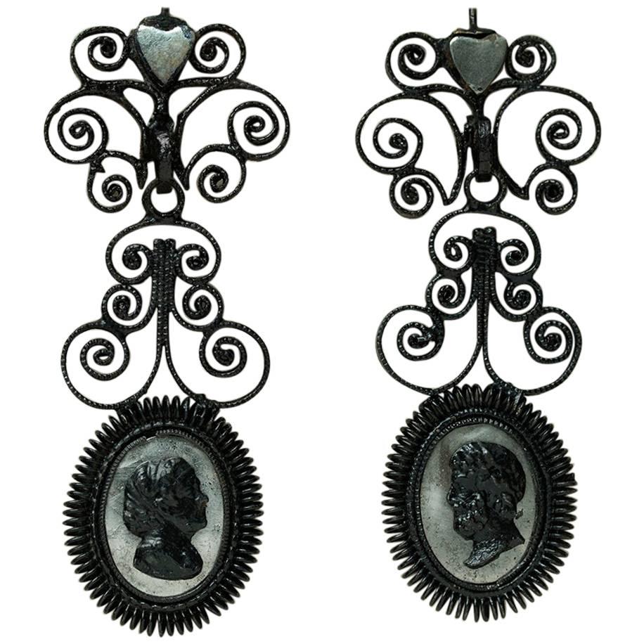 Antique Berlin Iron Earrings For Sale