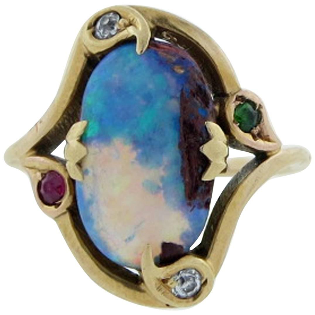 Antique Arts & Crafts Boulder Opal Ring