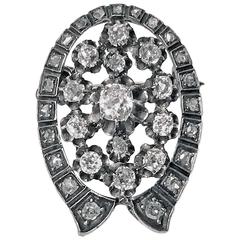 French 19th Century Diamond Silver Gold Brooch Pendant, circa 1870 7