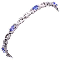 Tanzanite Diamond White Gold Tennis Bracelet