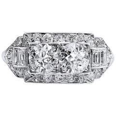 Art Deco 1.60 Carat Diamond Platinum Ornate Engagement Ring