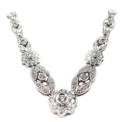 White Gold Floral Diamond Necklace