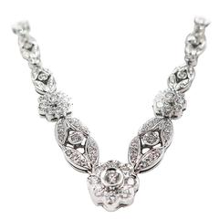 White Gold Floral Diamond Necklace 9