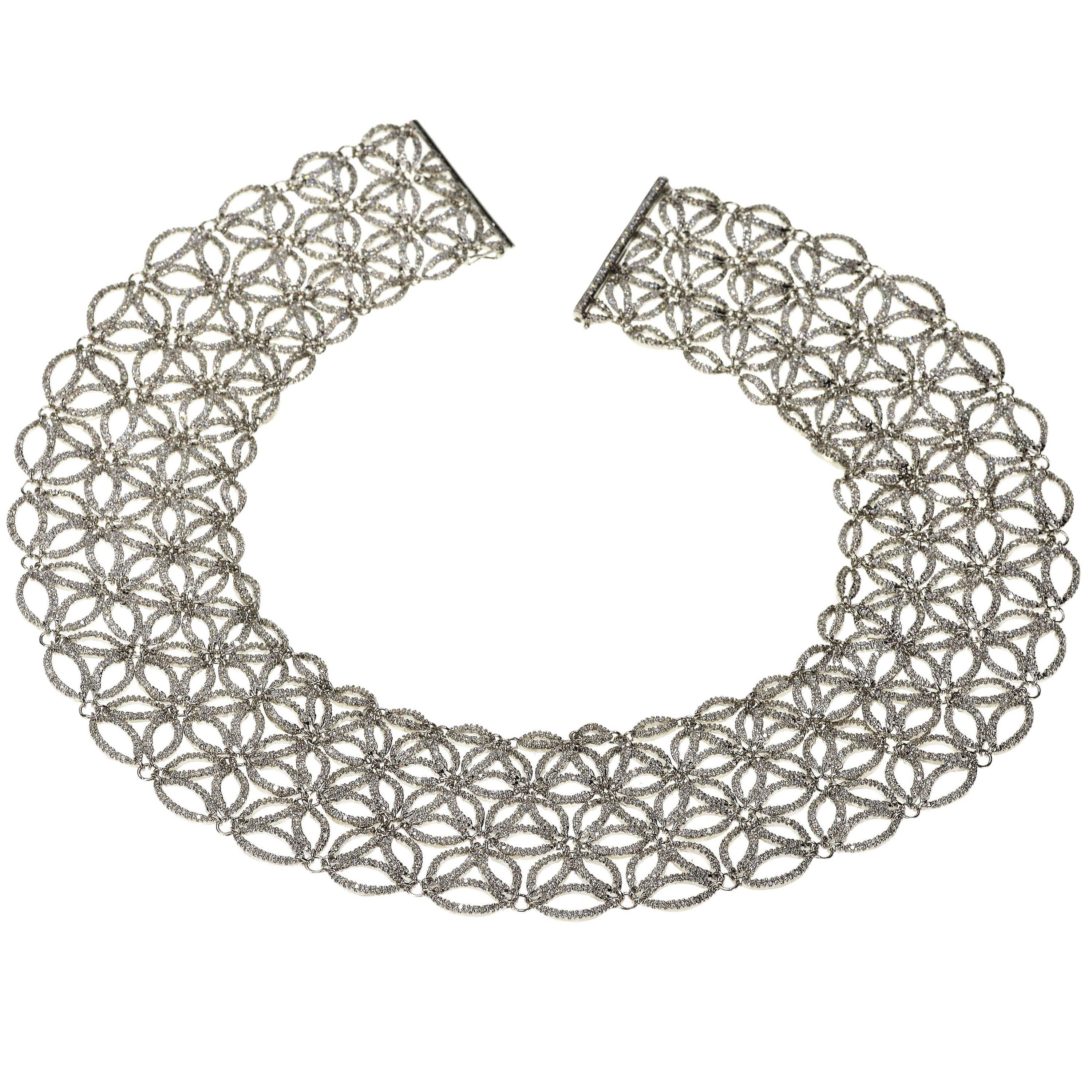 White Gold Lace Style Necklace