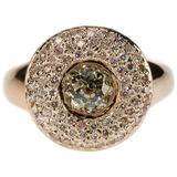 Anillo Botón Oro Rosa Diamante