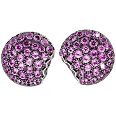 Boucheron Ruby Pink Sapphire White Gold Stud Earrings 8
