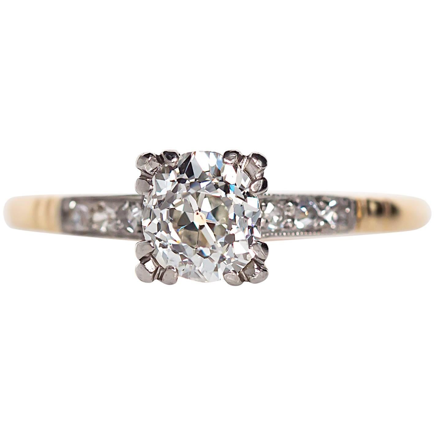 1880s Victorian .95 Carat Diamond Yellow Gold Platinum Engagement Ring