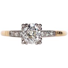 1880s Victorian .95 Carat Diamond Yellow Gold Platinum Engagement Ring