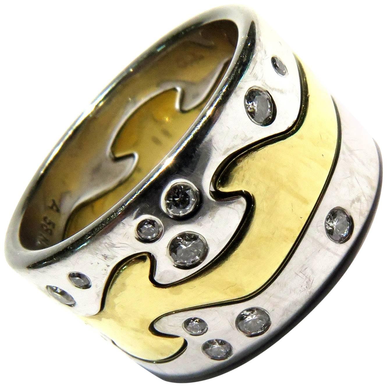Georg Jensen Three-Piece Diamond Gold Fusion Bands Ring
