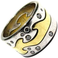 Vintage Georg Jensen Three-Piece Diamond Gold Fusion Bands Ring
