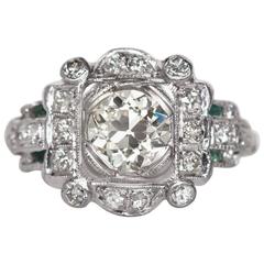 1920s Art Deco Platinum GIA Certified 1.03 Carat Diamond Engagement Ring 2