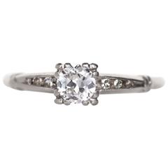 1920s Art Deco .35 Carat Old European Brilliant Diamond Platinum Engagement Ring