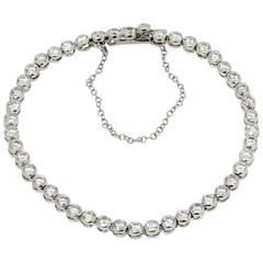 Bezel-Set Diamond White Gold Tennis Bracelet 5