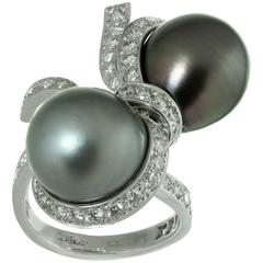 Christian Dior Tahitian Pearl Diamond White Gold Caprice Ring 3