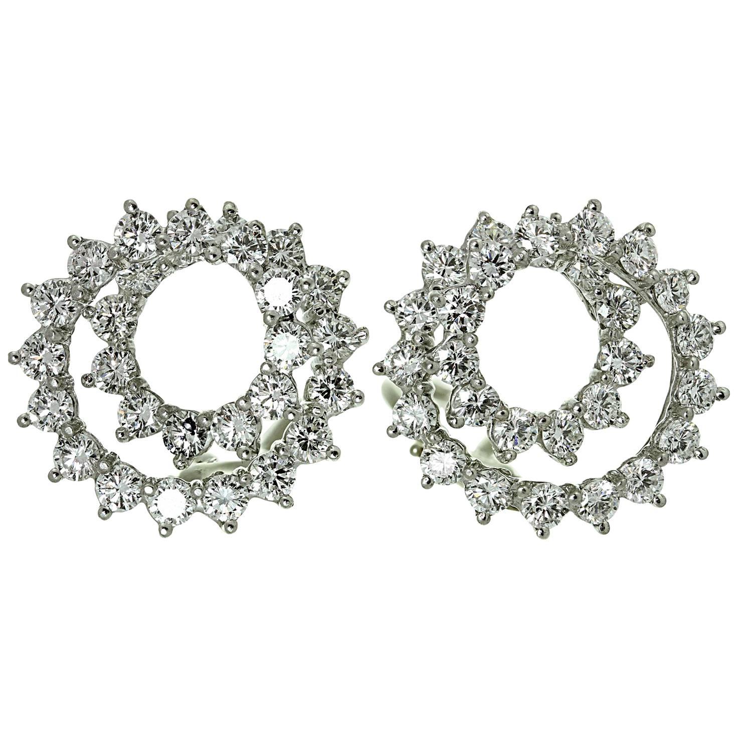 Tiffany & Co. Diamond Platinum Swirl Clip-On Earrings
