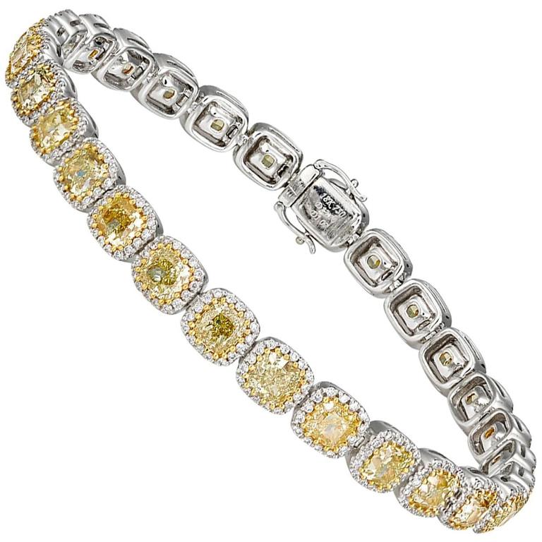 Fancy Yellow Diamonds Tennis Bracelet at 1stDibs | yellow diamond ...