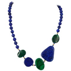 Lapis Lazuli Malachite Gold Necklace