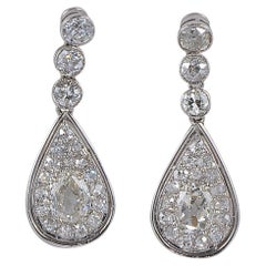 4.60 Carat Old Mine Diamond 1900 Rare Platinum Edwardian Drop Earrings