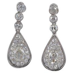 4.60 Carat Old Mine Diamond 1900 Rare Platinum Edwardian Drop Earrings 9