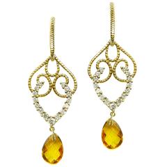 Citrine Diamond Gold Earrings 3