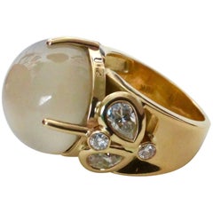 Michael Kneebone Moonstone Diamond Gold Cocktail Ring