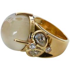 Michael Kneebone Moonstone Diamond Gold Cocktail Ring 11