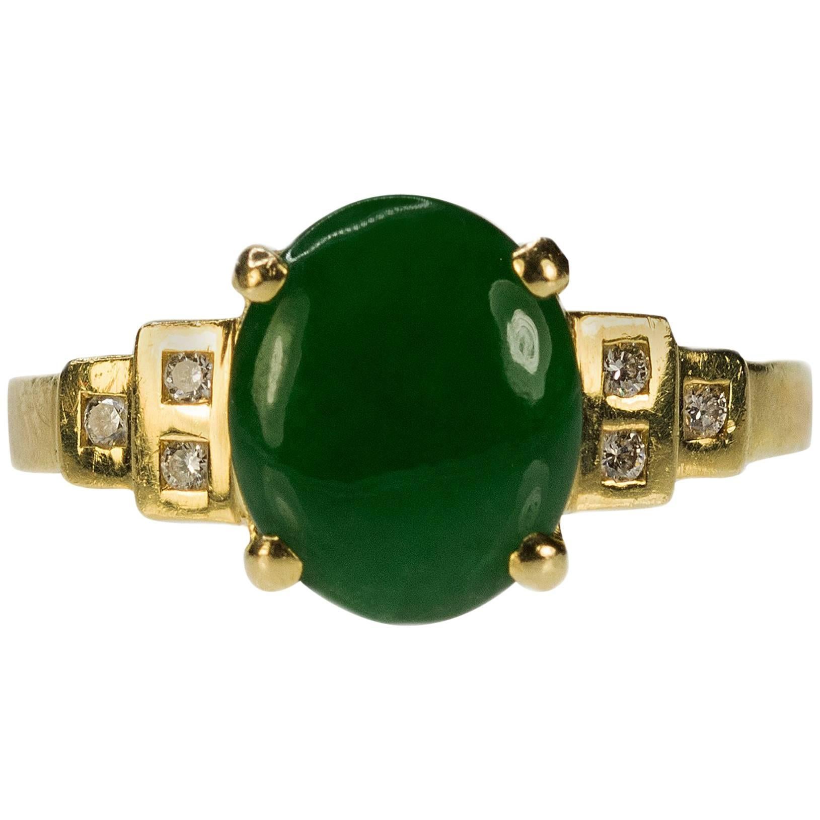 Natural Jadeite Jade Gold Ring