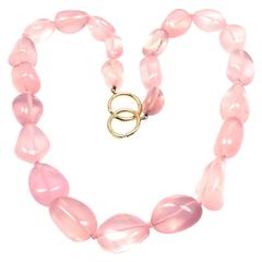 Tiffany & Co. Paloma Picasso Large Rose Quartz Bead Yellow Gold Necklace 6