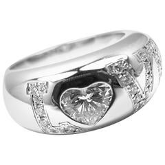 Vintage Chopard Heart Shape .53 Carat Diamond Love White Gold Band Ring