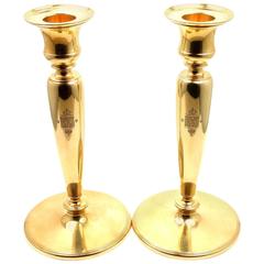 Tiffany & Co. Pair of Two Solid Yellow Gold Candlesticks