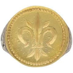 Post Medieval Gold Fleur-de-Lis Signet Ring, circa 17th Century AD 6