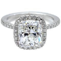 3.04 Carat HRD Certified Radiant Cut Diamond White Gold Engagement Ring 7