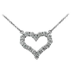 Tiffany & Co. Diamond Platinum Heart Pendant Necklace