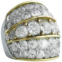 French Diamond Platinum Yellow Gold Ring, circa 1955