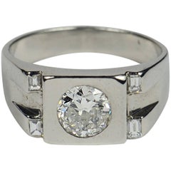 French Art Deco Modernist Diamond Platinum Ring