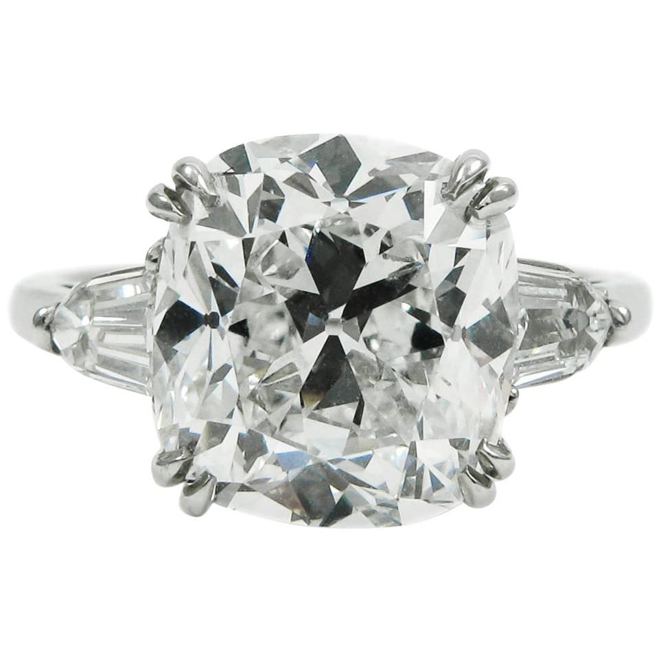 GIA Certified 5.24 Carat Cushion Cut Diamond Platinum Engagement Ring