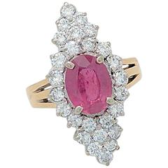 Pink Tourmaline Diamond Yellow Gold Cocktail Ring 4