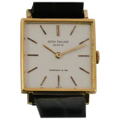 Retro Patek Philippe Tiffany & Co. Yellow Gold Square Face Freccero Manual Wristwatch