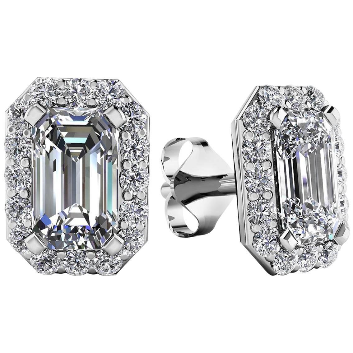 1.20 Carat Emerald Cut Diamond Earrings
