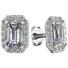 1.20 Carat Emerald Cut Diamond Earrings