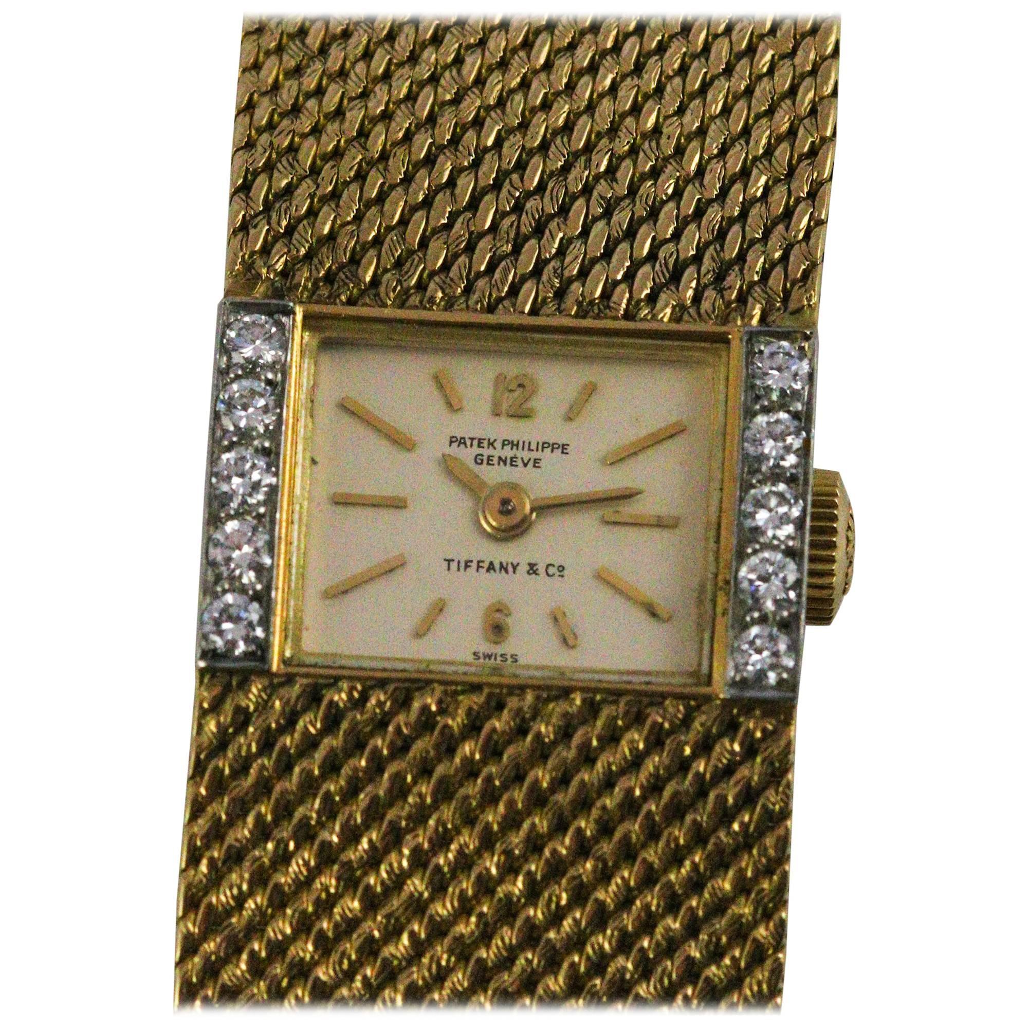 Patek Philippe and Tiffany & Co. Ladies Yellow Gold Diamond Wristwatch