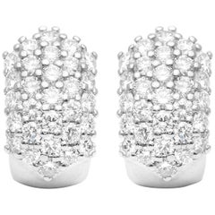 Pave Set 4.64 Carat Diamond Huggie Earrings in 18 Karat White Gold