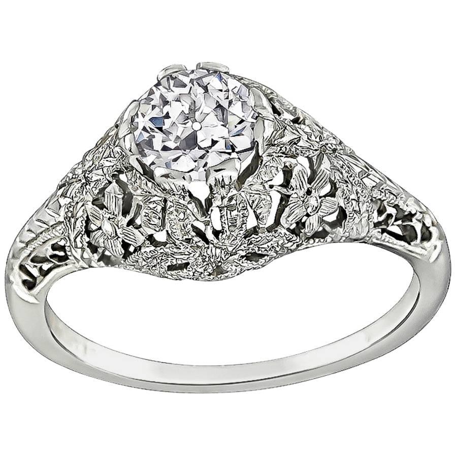 GIA 0.51 Carat Diamond White Gold Engagement Ring